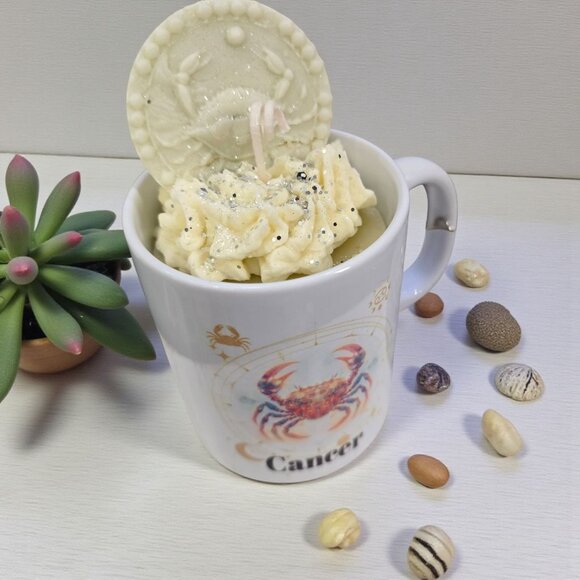 Cancer Zodiac Candle Gift Set ✦ Scented Mug Candle + Handmade Resin Keychain NWT - Picture 8 of 9